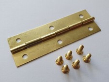 2x GOLD Hinges Door Wooden Cigar Jewellery Lid Box Craft Chest Screws Hinges