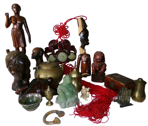 Lot asian african carved - lot,