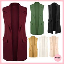Womens Sleeveless Crepe Blazer