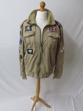 Firetrap Ringo Cotton Unisex Jacket Alien Halloween Theme Patches Beige Size L
