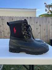 Polo Ralph Lauren Men Black Crestwick Nylon Rubber Lace Up Winter Duck Boots 12D