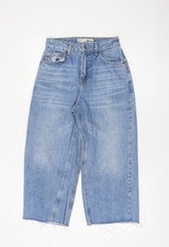 Topshop Women Blue Petite Moto Straight Jeans W26 L28