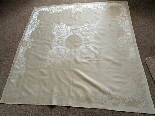 Cream floral damask tablecloth - floral,