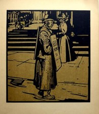 SANDWICH MAN BY WILLIAM NICHOLSON LONDON TYPES ORIGINAL LITHOGRAPH c1898