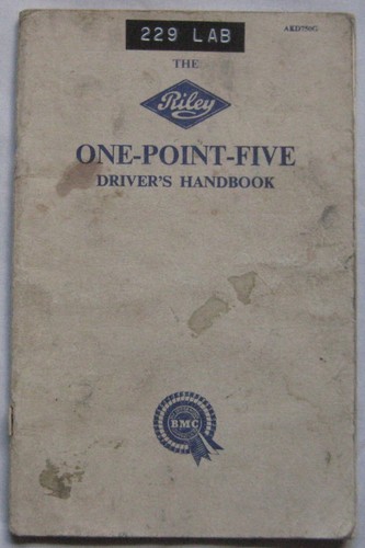 Riley one point five - riley, owner's