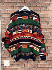 Tomorrows Bell Mondo Italian Sweater Men Nautic Club Flag Cotton & Silk Large 54