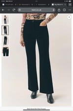 NEXT Black Velvet Slim Flared Trousers 8R New no tags Current Season RRP £54