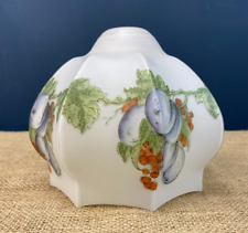 VINTAGE ART DECO MILK GLASS PLUM PATTERN HEXAGONAL LAMP PENDANT LIGHT SHADE