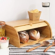 Wooden Bread Box Roll Top Bin