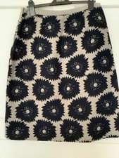 Marilyn Moore Italian Jacquare floral Navy blue Grey A Line skirt U.K. 12