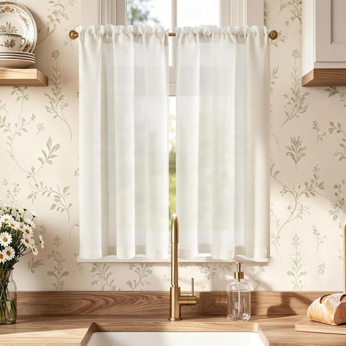 White kitchen curtains - kitchen,