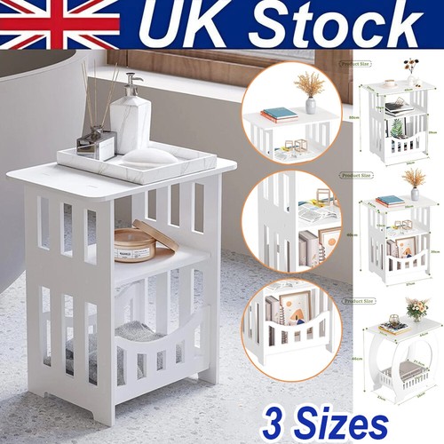Bedside table white - white, drawer
