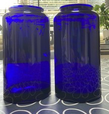 Two Large Cobalt Blue Jars No Lids