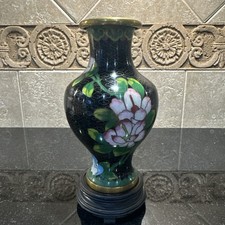 Vintage Chinese Cloisonne Vase Bronze Brass Copper Enamel Pink