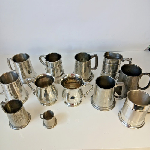 Job lot pewter tankards 4kg - job,