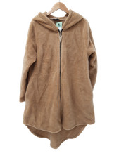 PAPARAZZI FASHION Ladies UK 14-16 Camel Faux Fur Long Hooded Cardigan Pre Loved