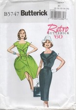 Butterick Sewing Pattern 5747 Dress Retro 60s Full or Straight Skirt Sz 8-16 New