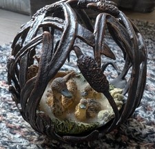 SECRET WORLDS DUCK  HANDPAINTED METAL SPHERE FIGURINE ORNAMENT