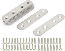 Flat Brackets 10 Pcs Metal Plates Angle Brackets 40 Screws Stainless Steel