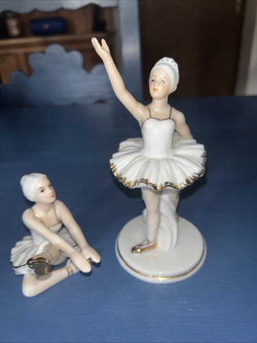 Porcelain gold ballerina - porcelain,