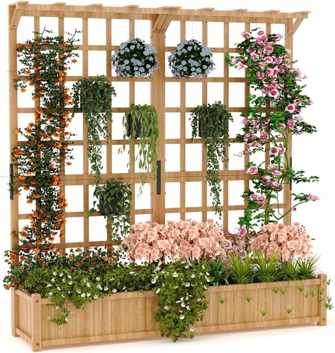 Wooden planter box with - box,