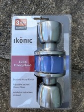 Ikonic Tulip Privacy Door Knob - Brushed Nickel, Adjustable Backset (60-70mm)