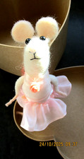 White Felt Ballerina Mouse 14cm in Pink Tutu possible Kurt Adler - see photos  9