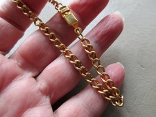 VINTAGE GOLD TONE CURB CHAIN BOX CLASP CHARM BRACELET PRETTY RETRO GIFT IDEA UK