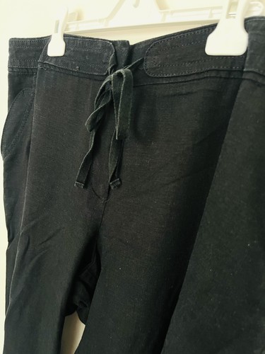 Ladies black linen mix - black,