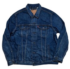 Levi’s Premium Denim Jacket Trucker 72334 Dark Blue Logo Button Western Mens XL