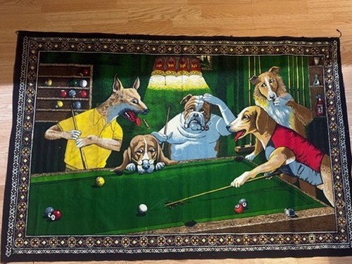 Dogs playing pool wall hanging - dogs,