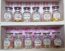 SWEET SHOP glass jars LABELS 1:12th scale dolls house potion bottles UH57