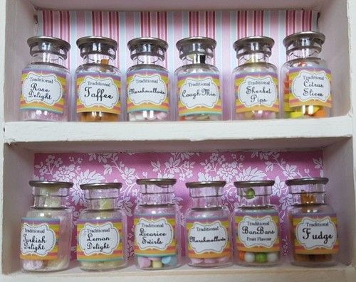 Sweet shop glass jars labels - sweet,
