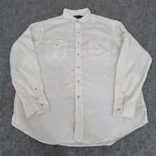 Polo Ralph Lauren Shirt Mens XL White Safari Military Double Pocket Linen Blend