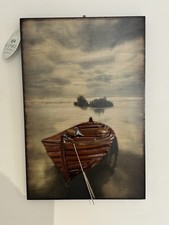 Wall Art Metal Boat on Wooden
