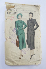 Vintage Sewing Pattern 1940s WW2 Era Vogue Womens Suit  Ladies 40s 32" Bust