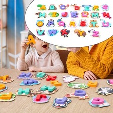 Alphabet Matching Puzzle Toy Montessori Handmade Craft Training Toy Living Room