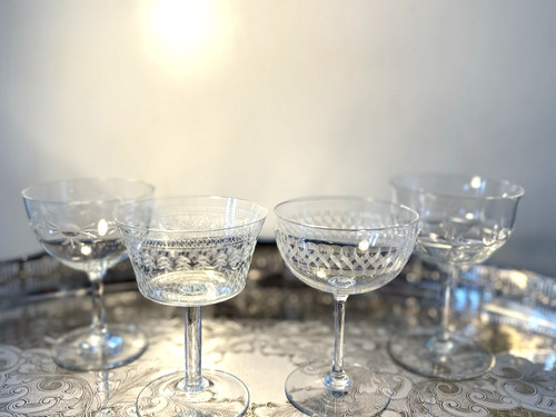 Vtg antique harlequin - set, 4