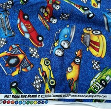 Vtg Hot Rods Ride Again Fabric