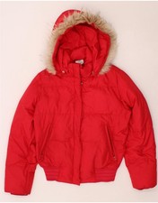 ADIDAS Womens Hooded Padded Jacket UK 10 Small Red Polyester AP05