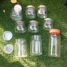 Eight  Ravenhead/ Kilner Square Screw Lid Jars 500ml-1litre.glass/metal tops