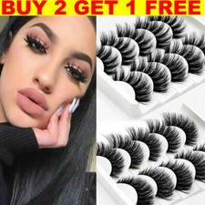 5Pair 3D Mink False Eyelashes Wispy Cross Long Thick Soft Fake Eye Lashes UK