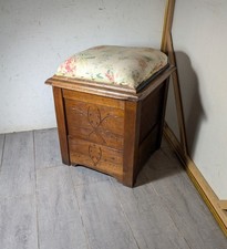Vintage Oak Wood Sewing Stool