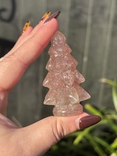 Strawberry Quartz Christmas Tree Carving Crystal Polished Gemstone