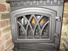 Broseley York Midi Electric Stove Arched Lattice Door Front