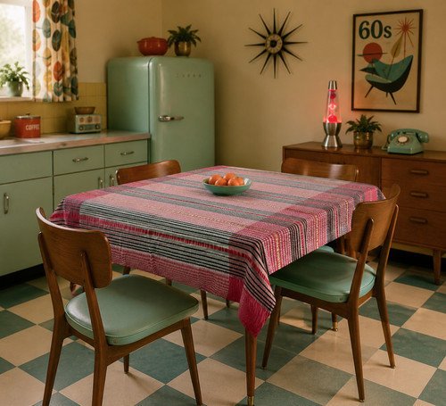 Vintage seersucker tablecloth - vintage,