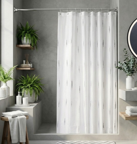 Silver dotty textile shower - dotty,