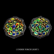 Silver Earrings Opal Spinel