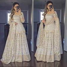 WHITE KURTI FULLY STITCHED LONG BLOUSE CHOLI LEHENGA WEDDING LENGHA READYMADE