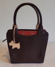 RADLEY micro Leather Handbag Brown Cute Little Two handles Hand Held Grab Bag